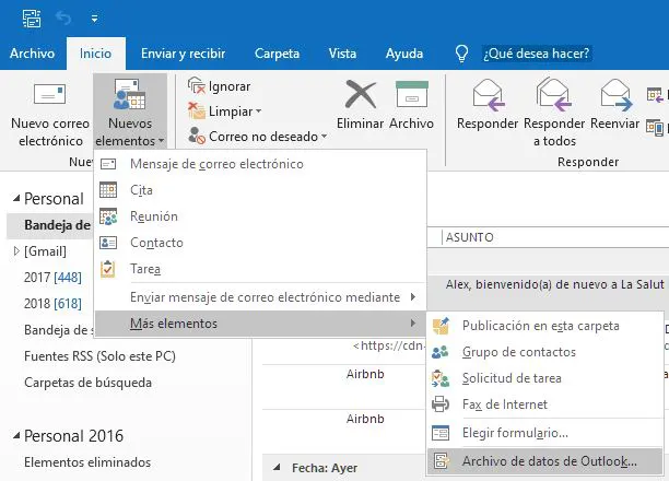 espacio en Microsoft Outlook sin borrar correos